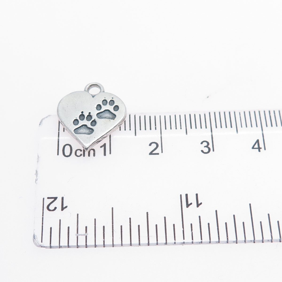 SUNDANCER 925 Sterling Silver Vintage Dog Paw Heart Minimalist Charm Pendant