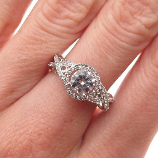 Jane Seymour 925 Sterling Silver Real White Topaz Engagement Ring Size 6.75
