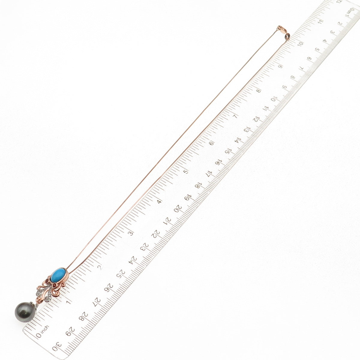 925 Sterling Gold Plated Turquoise Topaz Garnet & Pearl Box Chain Necklace 18"