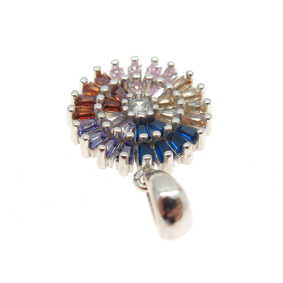 925 Sterling Silver Multi-Color C Z Pendant