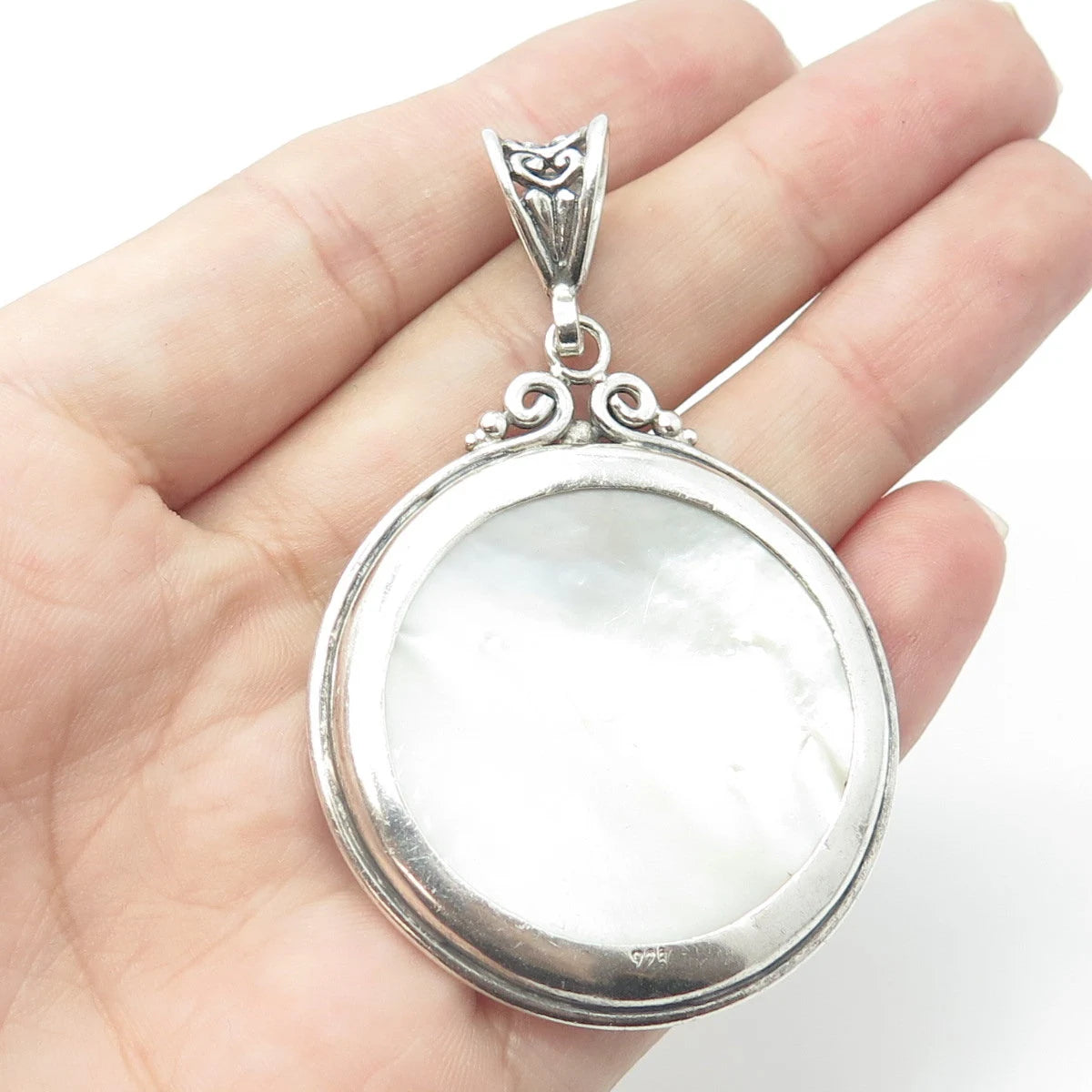 925 Sterling Silver Vintage Real MOP Iolite Topaz Peridot Buddha Amulet Pendant