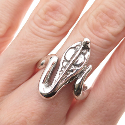 925 Sterling Silver Vintage Cobra Snake Oxidized Ring Size 9