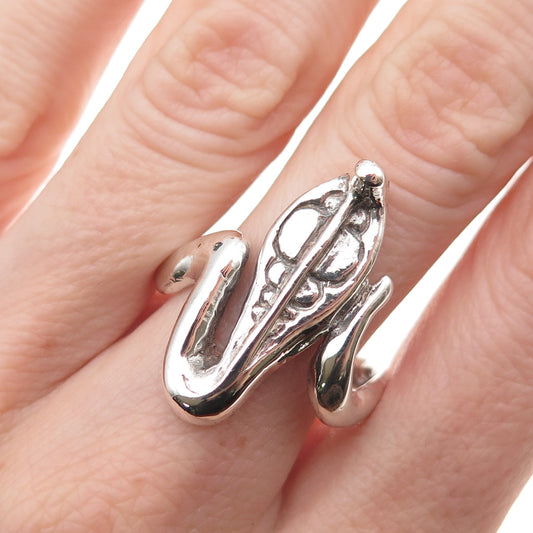 925 Sterling Silver Vintage Cobra Snake Oxidized Ring Size 9