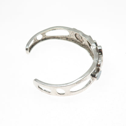 WHITNEY KELLY 925 Sterling Silver Vintage Real Opal Inlay Adjustable Bracelet 7"