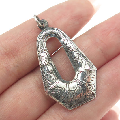 925 Sterling Silver Vintage Victorian Style Engraved Pendant