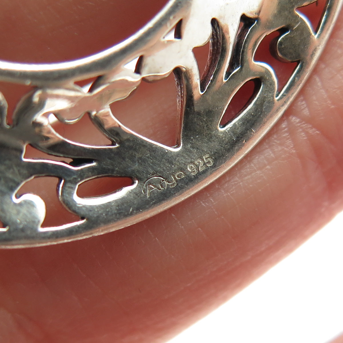 ARYA 925 Sterling Silver Vintage Real Opal Floral Modernist Pendant