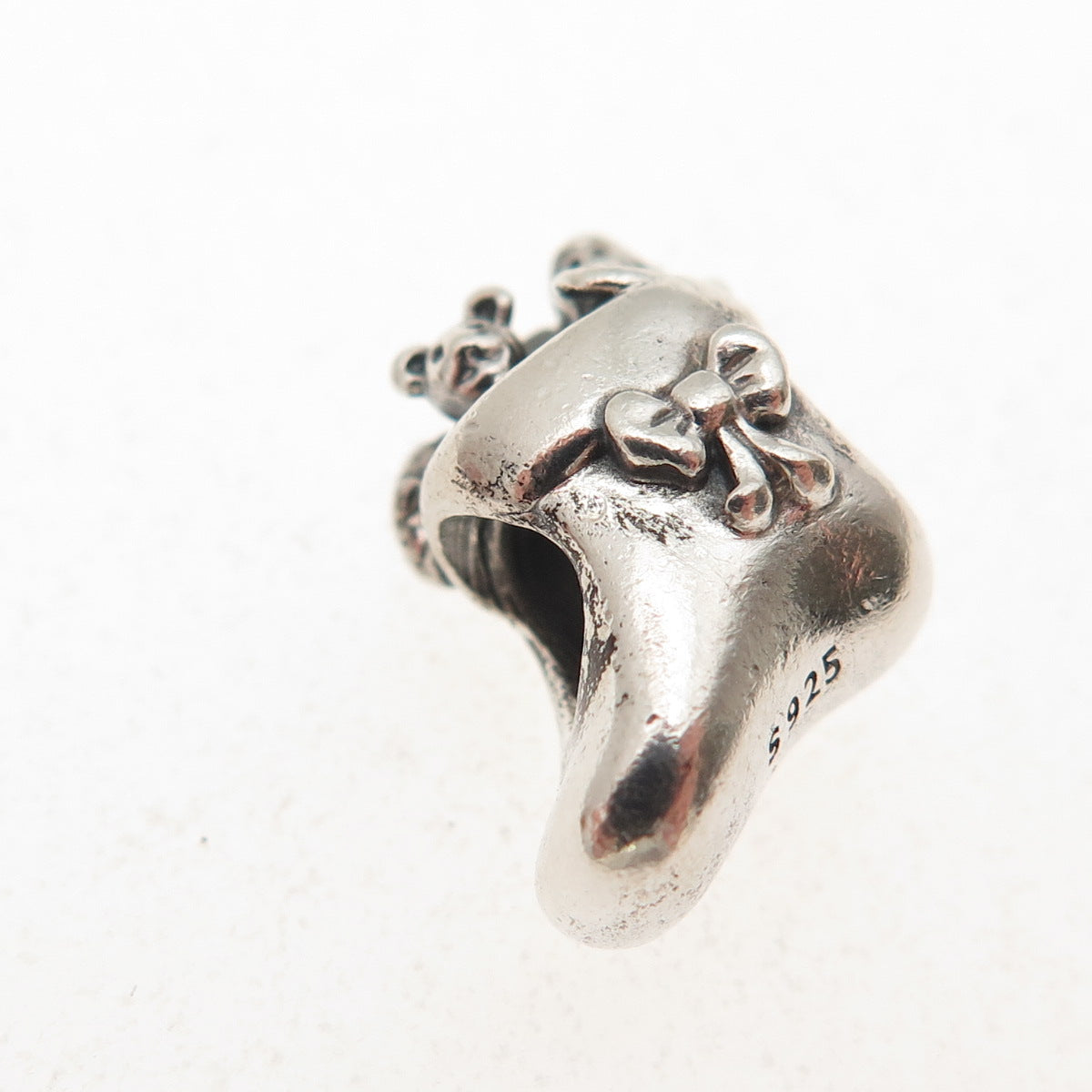 925 Sterling Silver Santa's Stocking Slide Bead Charm