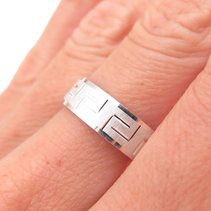 925 Sterling Silver Vintage Greek Key Band Ring Size 7.25