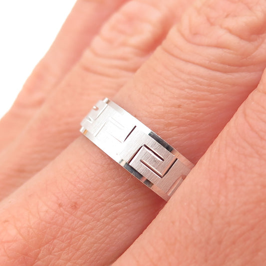 925 Sterling Silver Vintage Greek Key Band Ring Size 7.25