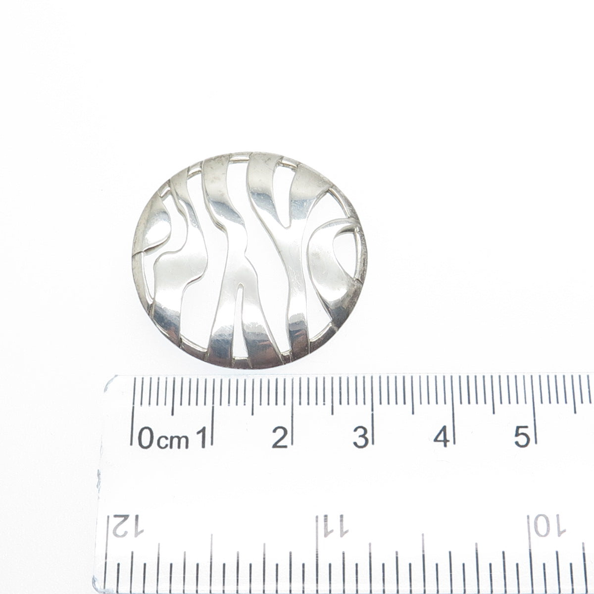 925 Sterling Silver Vintage Zebra Print Round Slide Pendant