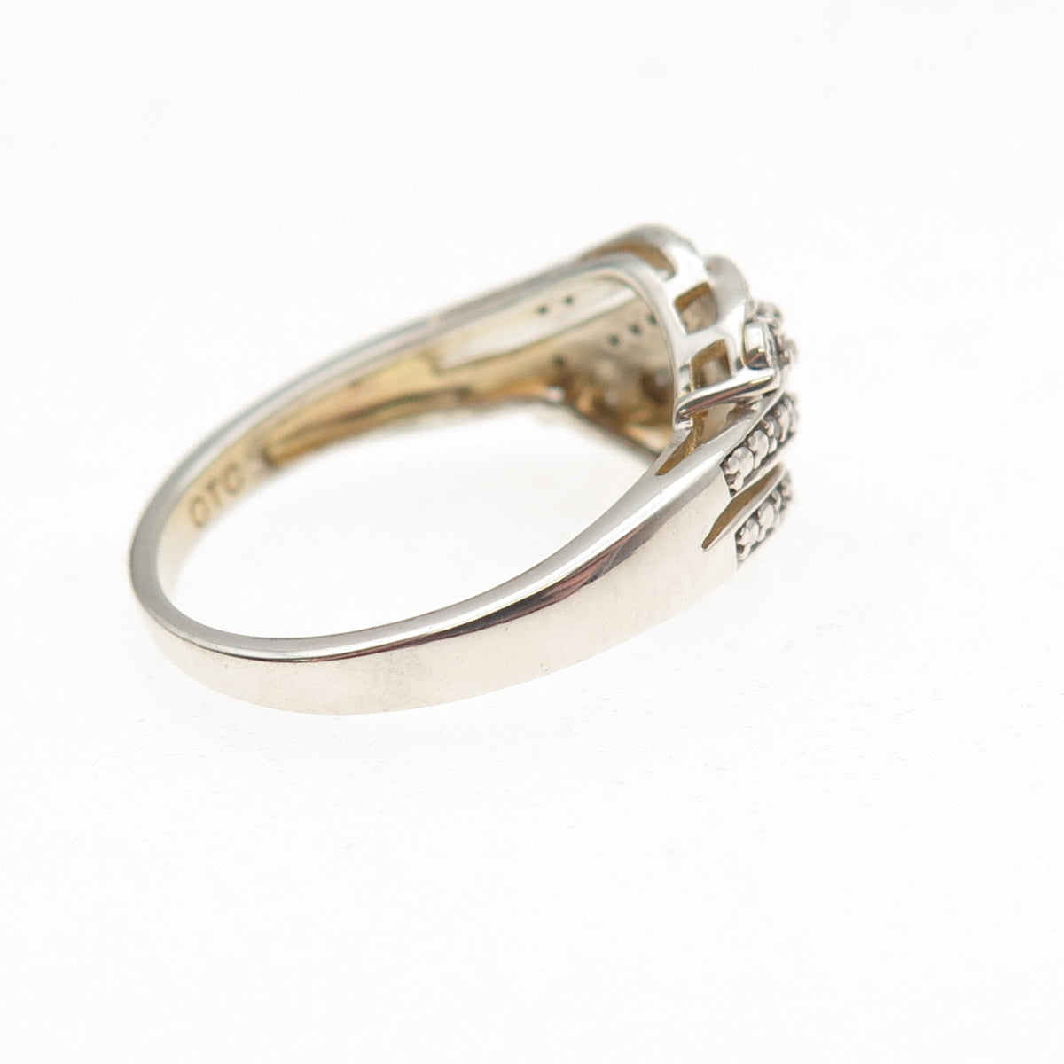 925 Sterling Silver Real Round-Cut Diamond Ring Size 7.25