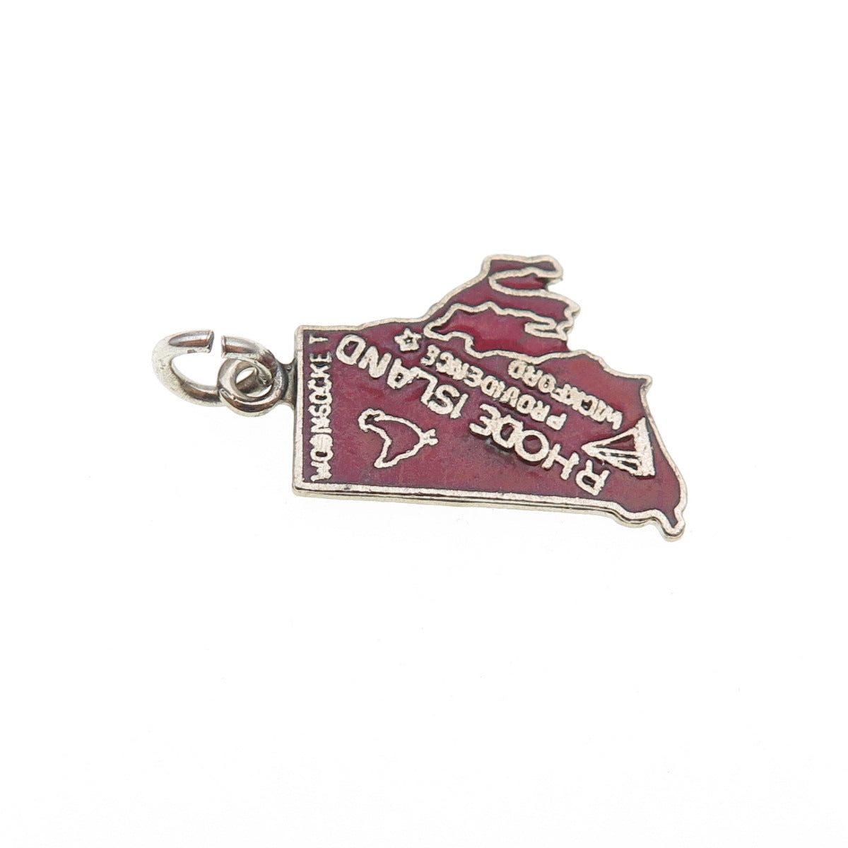 FRENCH & FRANKLIN 925 Sterling Silver Vintage Enamel Rhode Island Mini Pendant