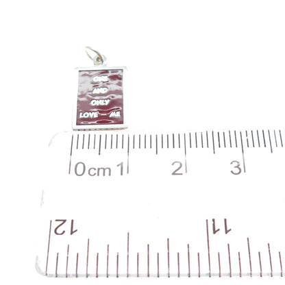 925 Sterling Silver Red Enamel One & Only Love - Me Minimalist Charm Pendant