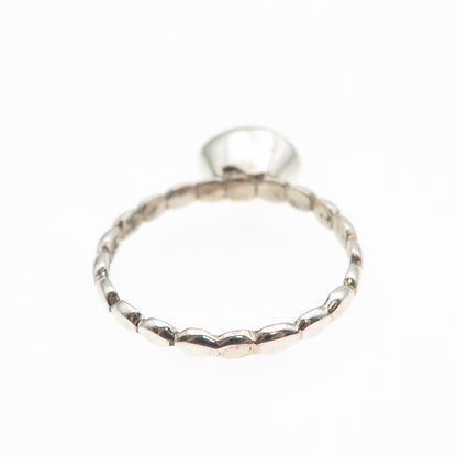 925 Sterling Silver Vintage Real Oval-Cut Amethyst Bubble Ring Size 7