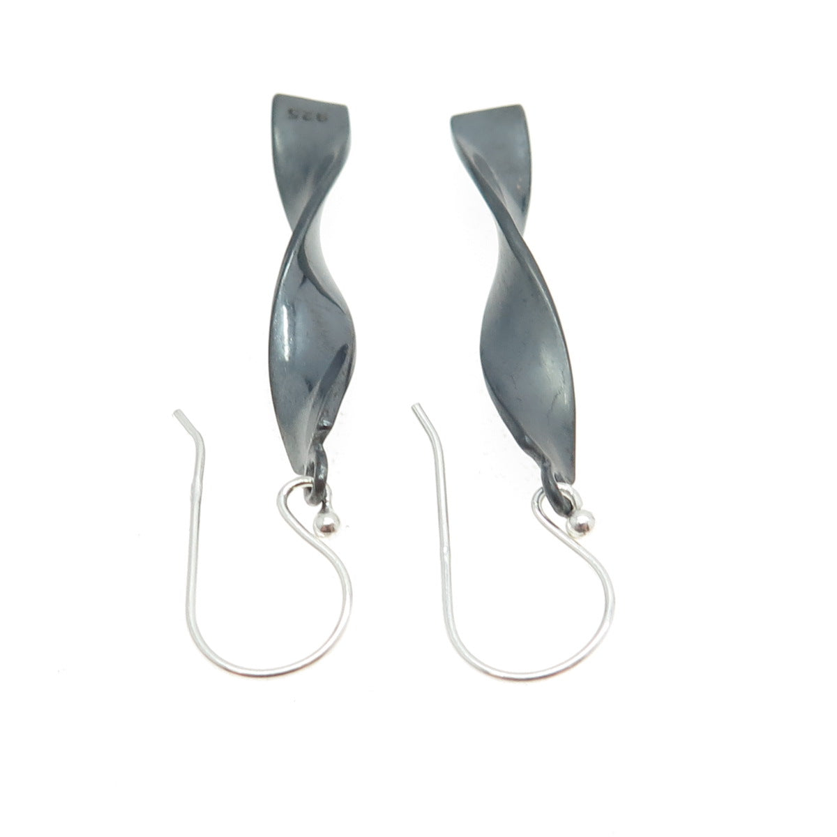 925 Sterling Silver Twisted Bar Drop Dangling Earrings