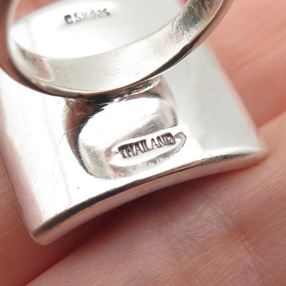 SX Sally C 925 Sterling Silver Vintage Real Abalone Shell Modernist Ring Size 7