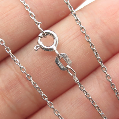 925 Sterling Silver Italy White & Blue C Z Cable Chain Necklace 16"