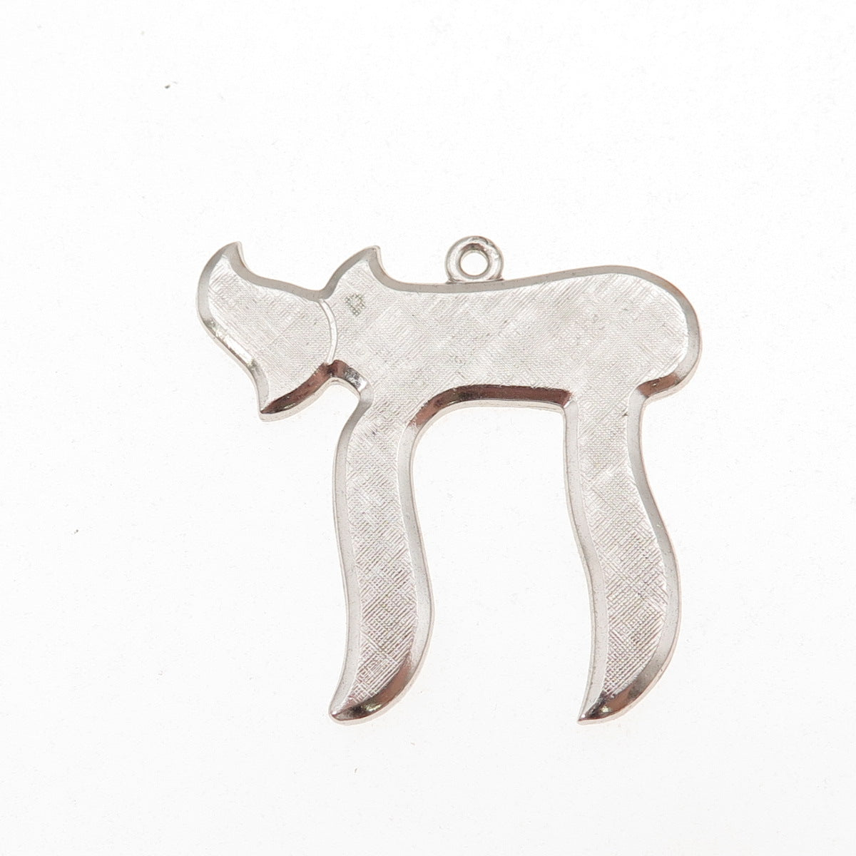 Elco 925 Sterling Silver Antique Art Deco Chai Judaica Oxidized Charm Pendant