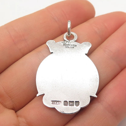 925 Sterling Silver Vintage London George Kenning & Son Enamel Charm Pendant