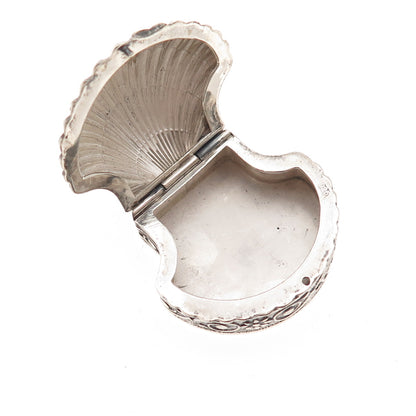 925 Sterling Silver Vintage Seashell Oxidized Pill / Snuff Box