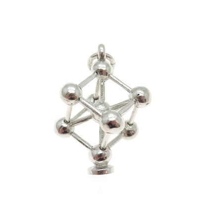 925 Sterling Silver Vintage Atomium Modernist 3D Charm Pendant