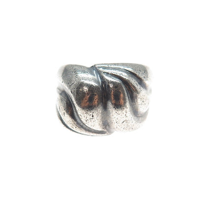 925 Sterling Silver Vintage Mexico Modernist Oxidized Ring Size 7.5