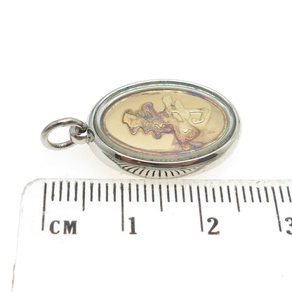 999 Fine Silver 2-Tone Vintage Chinese Character Oval Pendant