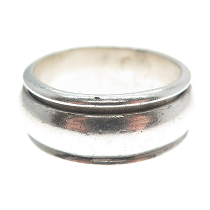925 Sterling Silver Vintage Modernist Rotating Band Ring Size 11