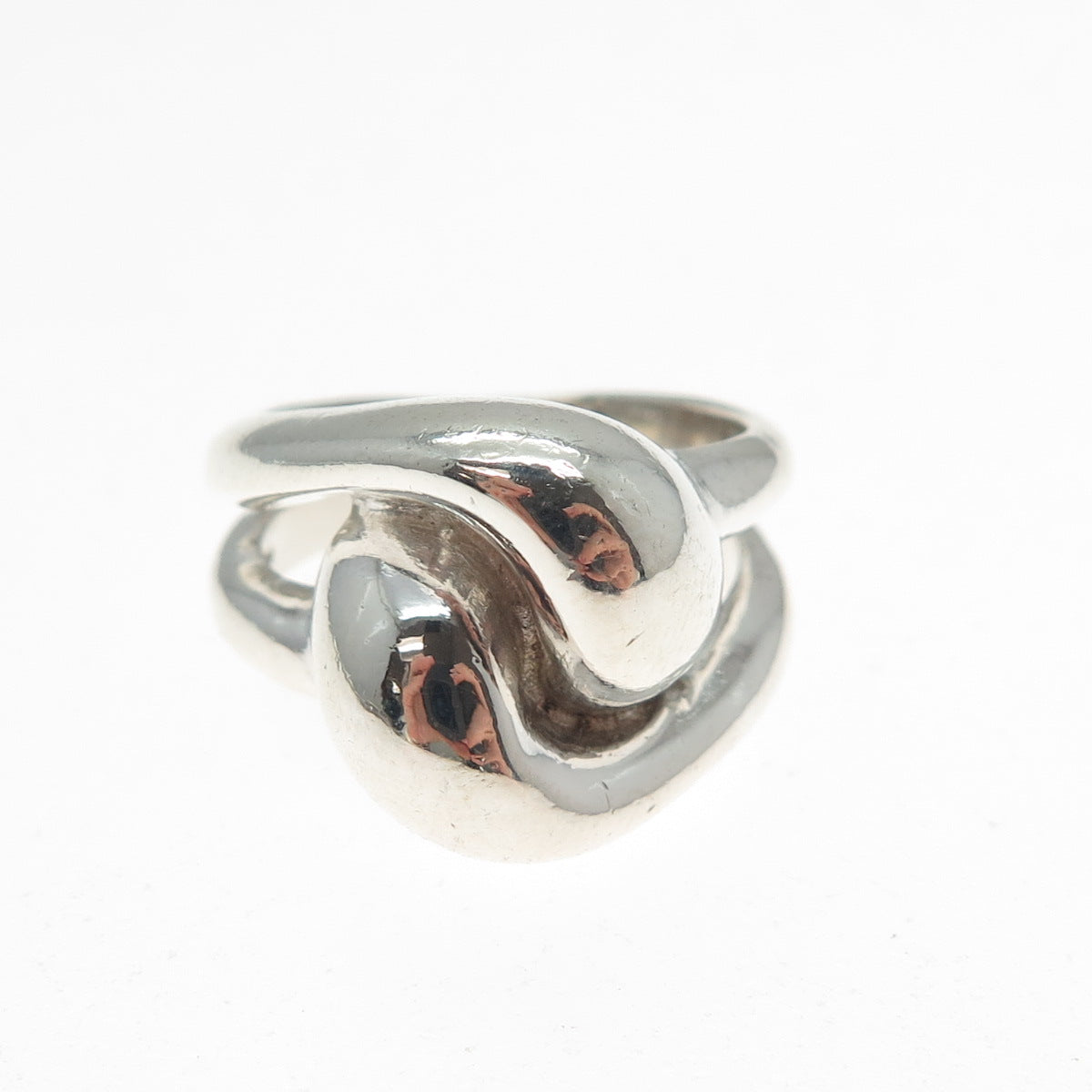 925 Sterling Silver Vintage Modernist Yin Yang Ring Size 6.5