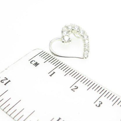 HAN 925 Sterling Silver Round-Cut C Z Heart Pendant