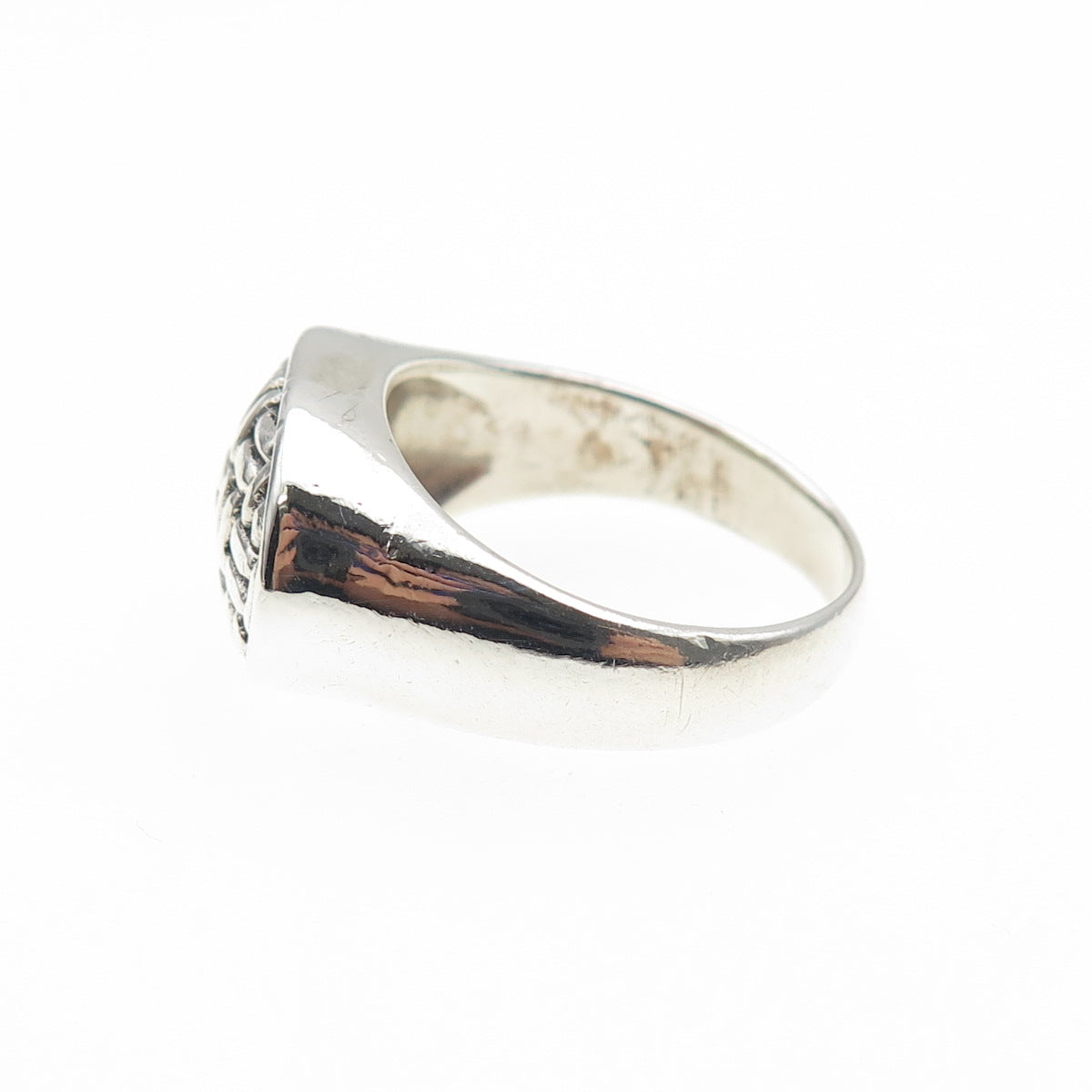 925 Sterling Silver Vintage Woven Oxidized Ring Size 7.25
