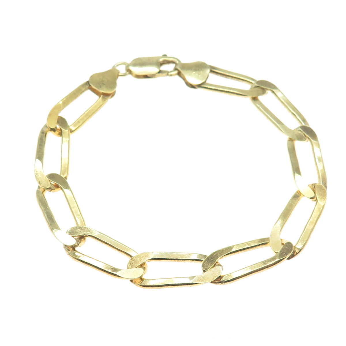 925 Sterling Silver Gold Plated Italy Paperclip Link Bracelet 6.75"