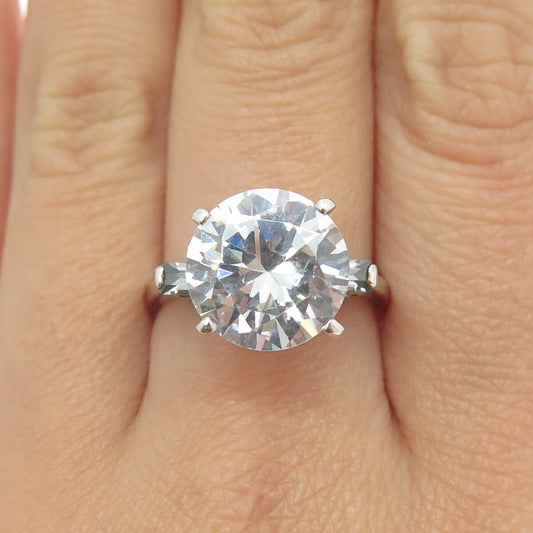 LAUREN G. ADAMS 925 Sterling Silver Vintage C Z Engagement Ring Size 8
