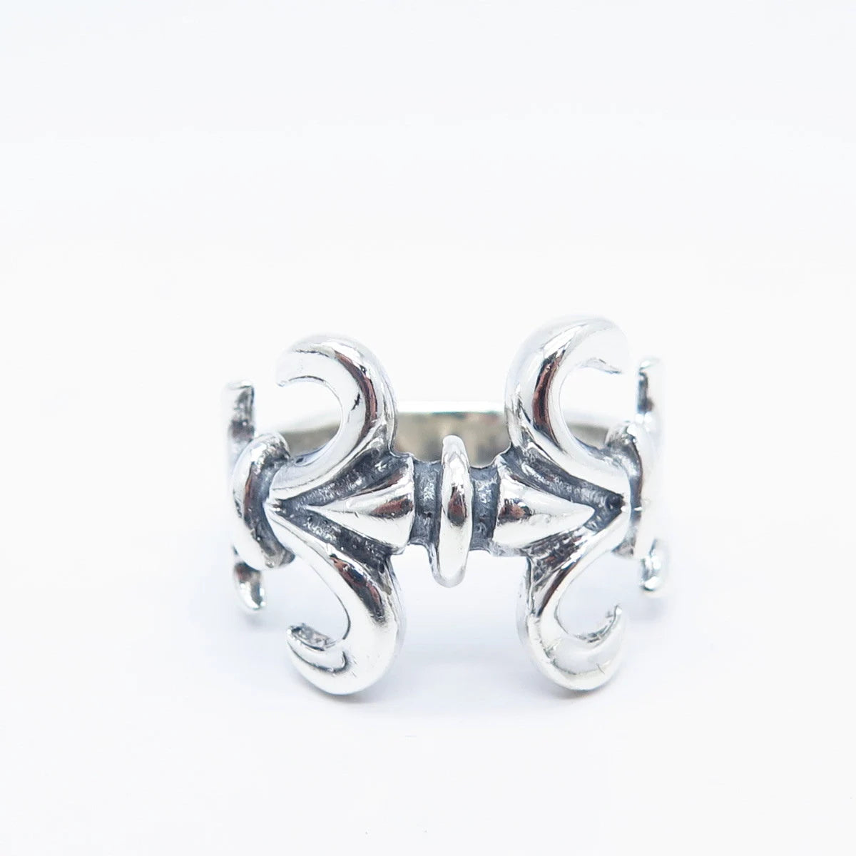 925 Sterling Silver Vintage Fleur-De-Lis Ring Size 11.25
