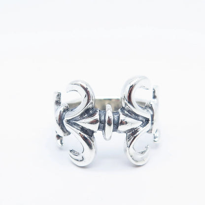 925 Sterling Silver Vintage Fleur-De-Lis Ring Size 11.25