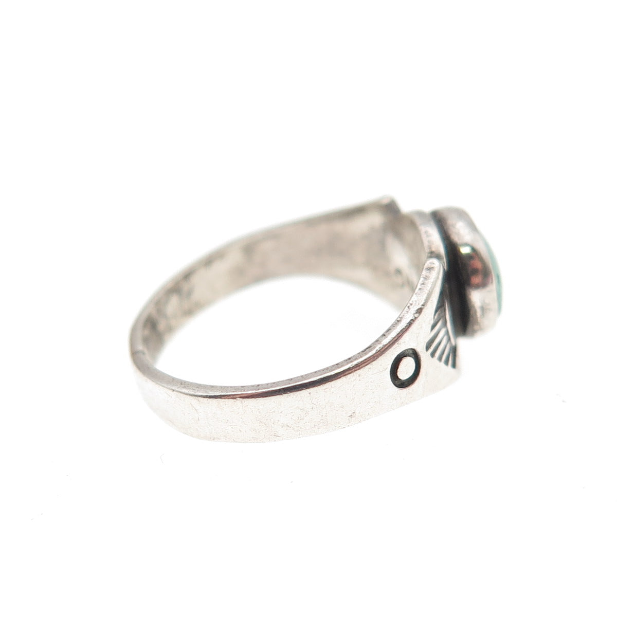 Old Pawn 925 Sterling Silver Vintage Southwestern Turquoise Baby Ring Size 0.5