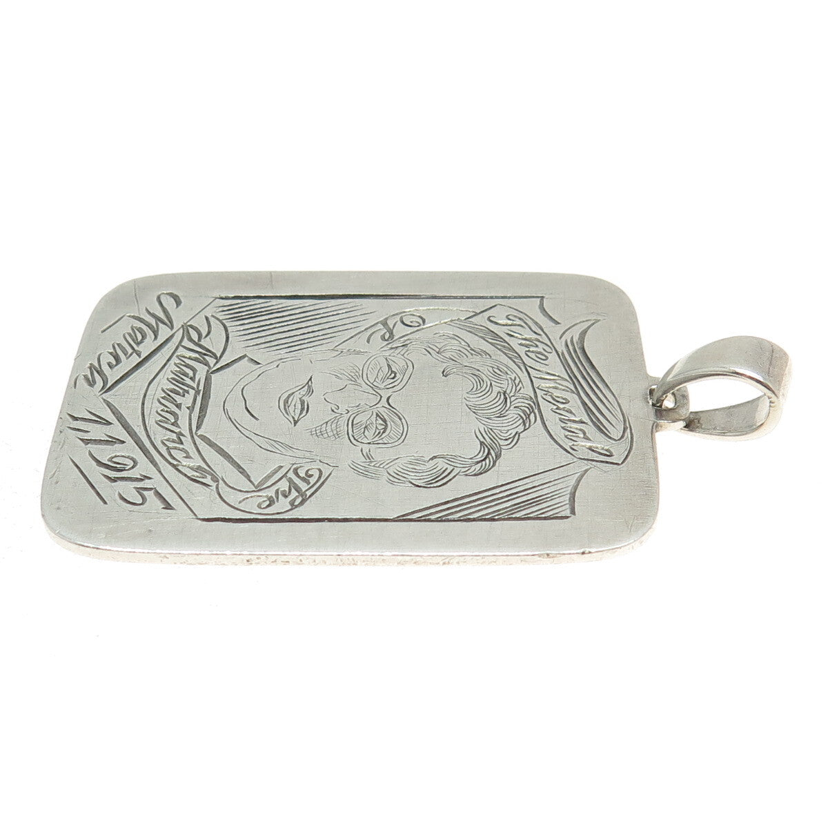 925 Sterling Silver Antique 1915 "The Medal of The Matriarch" Engraved Pendant