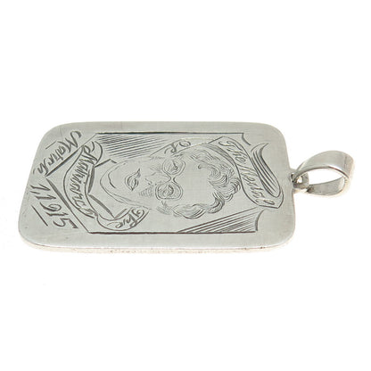 925 Sterling Silver Antique 1915 "The Medal of The Matriarch" Engraved Pendant