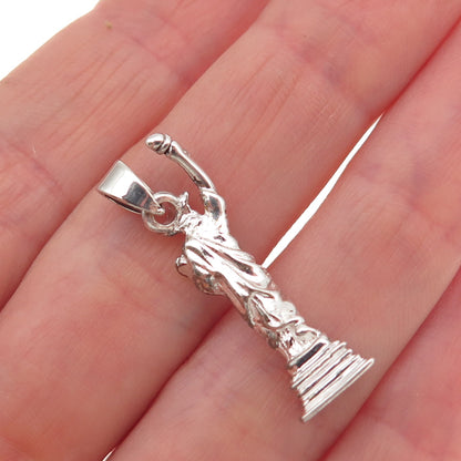 925 Sterling Silver Vintage Statue of Liberty 3D Charm Pendant