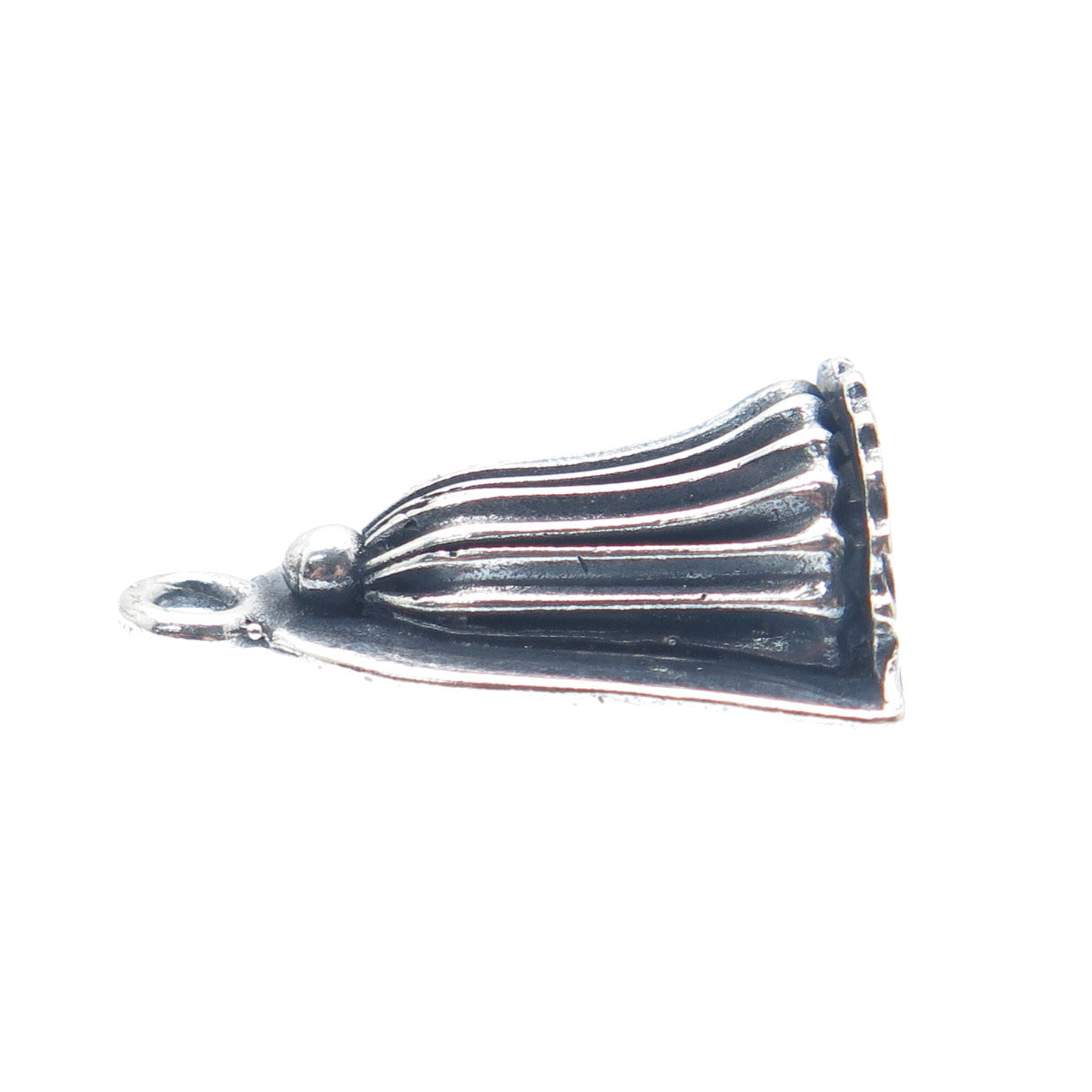 925 Sterling Silver Vintage Tassel Oxidized Minimalist Charm Pendant