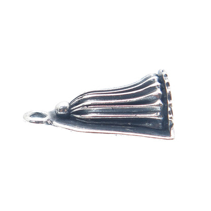 925 Sterling Silver Vintage Tassel Oxidized Minimalist Charm Pendant
