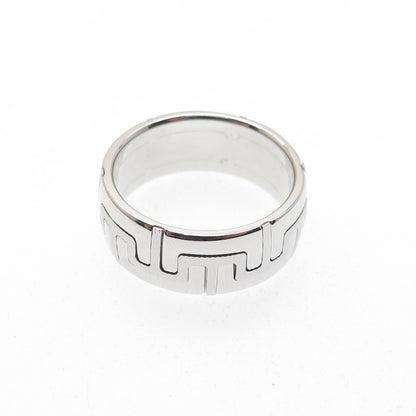 NEOS 925 Sterling Silver Textured Greek Maze Band Ring Size 7.75