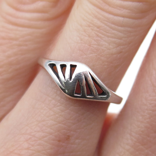 925 Sterling Silver Vintage Ribbed Oxidized Ring Size 6.5