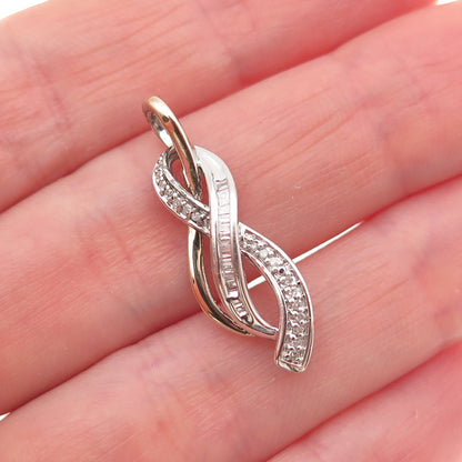 Sun 925 Sterling Silver 14K Gold Real Diamond Infinity Charm Pendant
