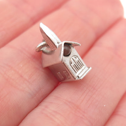 925 Sterling Silver Antique Art Deco Stanhope Church Prayer 3D Mini Pendant