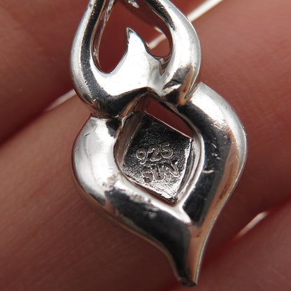 SUN 925 Sterling Silver Real Black & White Diamond Mini Slide Charm Pendant