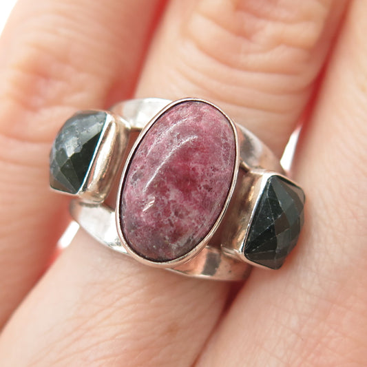 JAY KING DESERT ROSE Sterling Vintage Real Multi-Color Rhodonite Ring Size 6.25