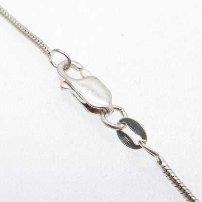 925 Sterling Silver Vintage Real Cabochon Azurite Snake Chain Necklace 16"