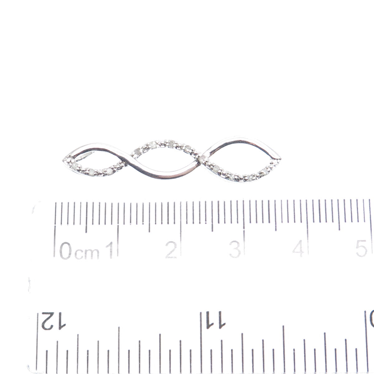 925 Sterling Silver Real Round-Cut Diamond Twisted Infinity Charm Pendant