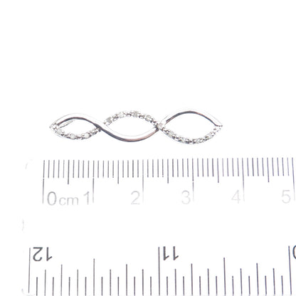 925 Sterling Silver Real Round-Cut Diamond Twisted Infinity Charm Pendant